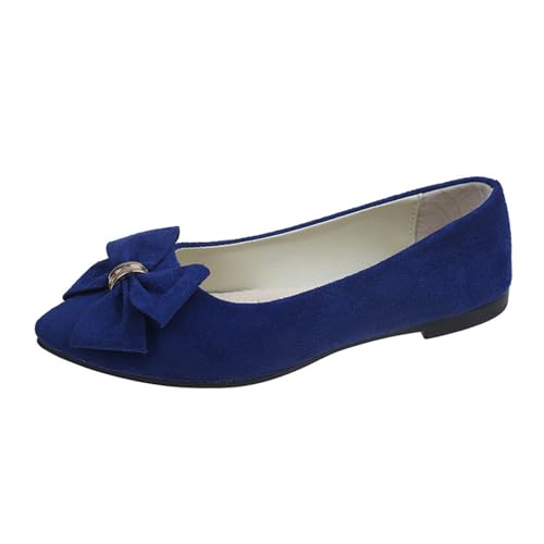 Same Day Lieferung Produkte Ballerina Damen Flache Schuhe Wildleder Kleid Schuhe Bow-Knot Ballerinas Leicht Elegant Slip On Sommerschuhe Mädchen Schlupfschuhe Loafer Bequeme Freizeit Pumps Tanzschuhe von Generic