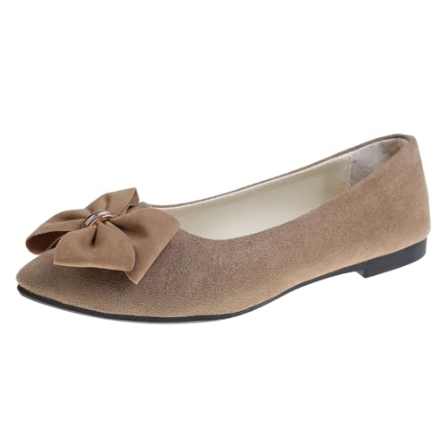 Same Day Lieferung Produkte Ballerina Damen Flache Schuhe Wildleder Kleid Schuhe Bow-Knot Ballerinas Leicht Elegant Slip On Sommerschuhe Mädchen Schlupfschuhe Loafer Bequeme Freizeit Pumps Tanzschuhe von Generic