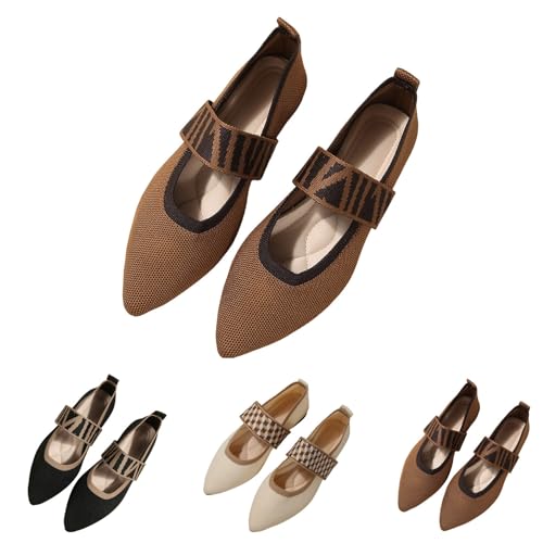 Same Day Lieferung Produkte Ballerinas Damenschuhe Walkingschuhe Spitze Netzstoff Schlupfschuhe Leicht rutschfest Flach Gestrickt Atmungsaktiv Pantoletten Lightweight Barfußschuhe Elegant Loafer von Generic