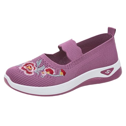 Same Day Lieferung Produkte Shues. Damen Flach Walkingschuhe Sommer Damen Blumenstickerei Verleiht Breite Füße Leichte Weichen Sohlen Sneaker Exquisit rutschfeste Turnschuhe von Generic