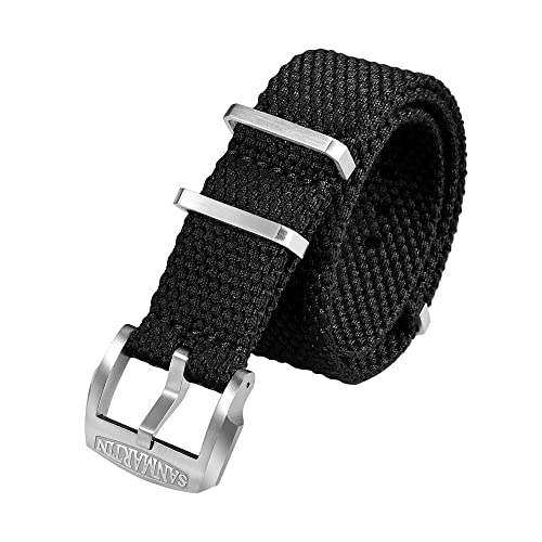 San Martin Armband passend für 20 mm 22 mm Universal-Uhrenarmband mit 316L Schnalle (20 mm, schwarz) von Generic