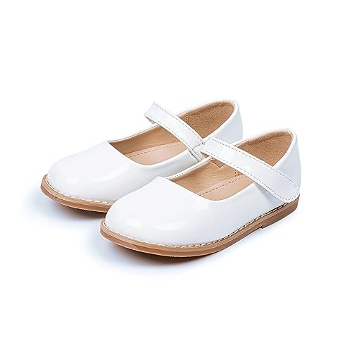 Sandalen 35 Kleinkind Mädchen Prinzessin Schuhe Englisch Kleine Schuhe Frühling Und Einzelne Schuhe Weiche Sohle Student Schuhe Moonboots Kinder (White, 25 Toddler) von Generic