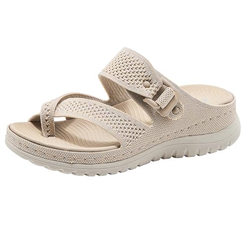 Sandalen Damen, Hallux Pantolette Flip Flops, Mesh Leicht Strandsandalen Hausschuhe, Bequeme Big Toe Hausschuhe Flip-Flops Beige 41 Sandalen Damen, Hallux Pantolette Flip Flops, Mesh Leicht Strandsandalen Hausschuhe, Bequeme Big Toe Hausschuhe Flip-Flops Beige 41 von Generic