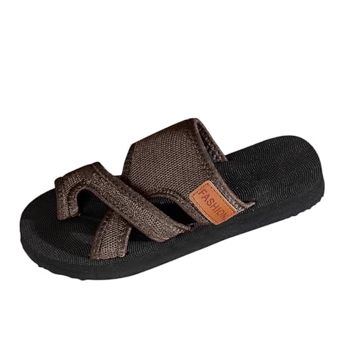Sandalen Damen, Hausschuhe Damen Leopard Flache Schuhe Slip Ons Riemchensandalen Sommer Rutschfeste Strand Schlappen Peep Toe Slippers Elegant Freizeitschuhe Flach Damenschuhe Latschen von Generic