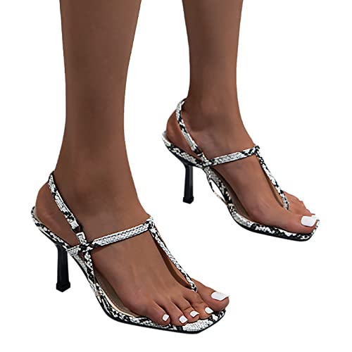 Sandalen Damen, Sandaletten Damen Mit Absatz Sexy Zehentrenner Schuhe Einfarbige Peeptoe High Heels Sandalen mit Schnalle Damen Elegant Slingback Sandale Sommer Freizeit High-Sandalen von Generic