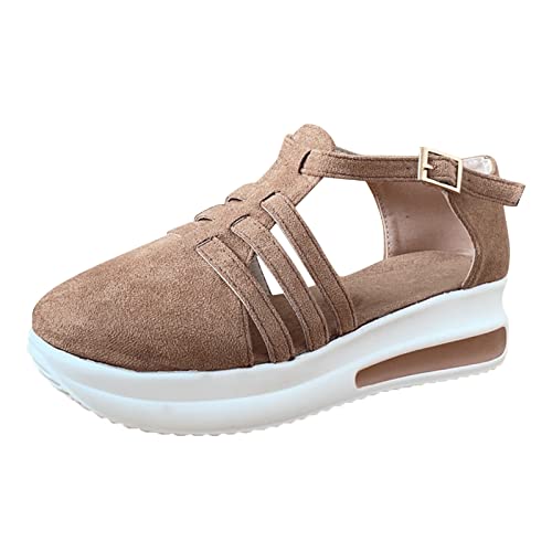 Sandalen Damen Elegant Aushöhlen Keilabsatz Abendschuhe Einfarbig Plateau Sandalen Strandschuhe Frauen Kleid Schuhe Sommerschuhe Sneaker Damen von Generic