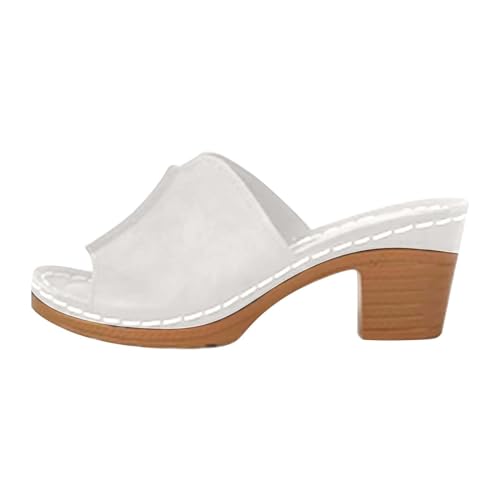 Sandalen Damen High Heels Pantoffeln Elegante Sommer Schuhe mit Absatz Sommerschuhe Blockabsatz Schlappen Bequem Damenschuhe Freizeit Open Toe Hausschuhe Slippers Urlaubspantoffeln von Generic