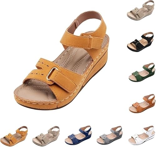 Sandalen Damen Sommer, Orthopädische Keilabsatz Ledersandalen, Sport Freizeitsandale, Atmungsaktiv Weiche Fussbett Bequem Sommerschuhe, Mode Plateau Sandal, Breite Füße Sandaletten Sandalen Damen Sommer, Orthopädische Keilabsatz Ledersandalen, Sport Freizeitsandale, Atmungsaktiv Weiche Fussbett Bequem Sommerschuhe, Mode Plateau Sandal, Breite Füße Sandaletten von Generic