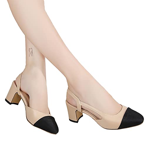 Sandalen Damen Sommer,Sandaletten Damen mit Absatz Geschlossene High Heels Blockabsatz Slingback Sandale Sommer Cap Toe Sandalen Elegant Abendschuhe Hohe Absatz Freizeitschuhe Damenschuhe von Generic