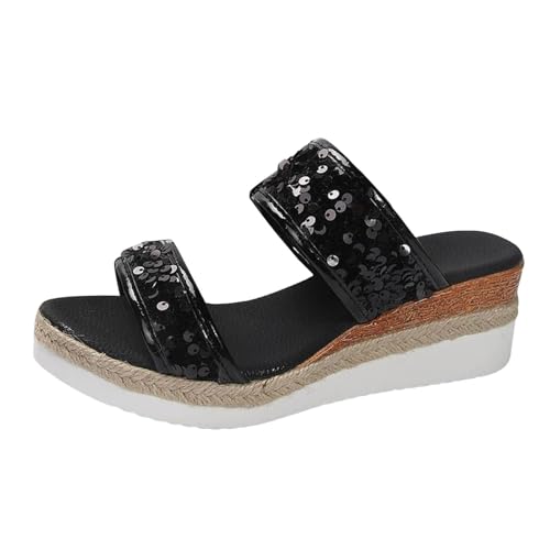 Sandalen Damen Sommer 2024 Freizeitsandalen Orthopädische Sandalen Plateau Sandalen Pantoletten Damen mit Fussbett mit Wechselfußbett Römersandalen Sandalen&Slides für Damen Casual Sandalen von Generic