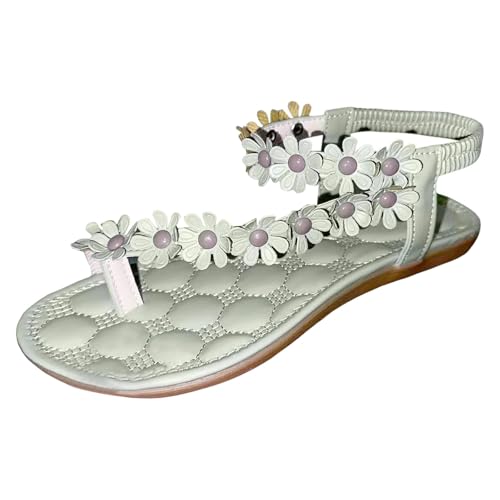 Sandalen Damen Sommer Flach Bequem Zehentrenner Weite Sandaletten Elegant Boho Strand Riemchensandalen Flip Flops Breite Füße Leder Orthopädische Slipper mit Blumen Sandalen Damen Sommer Flach Bequem Zehentrenner Weite Sandaletten Elegant Boho Strand Riemchensandalen Flip Flops Breite Füße Leder Orthopädische Slipper mit Blumen von Generic