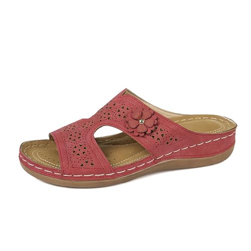 Sandalen Damen Sommer Leichte Bequem - Pantoletten Mit Weich Fussbett Offene Zehen Hausschuhe Plattform Sandaletten Weite H Orthopädische Schuhe Slip On Strandsandalen Plattform Slipper von Generic
