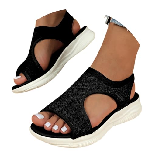 Sandalen Damen Sommer Outdoor Orthopädische Sandalen Stricken Leichte Turnschuhe Open Toe Wedges Strand im Freien Dicke Boden von Generic