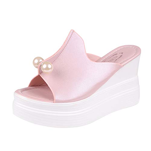 Sandalen Damen Sommer Pantoletten Flach Keilabsatz Römersandalen Strand Bequeme Strandsandalen Modern Elegant Mit Absatz Leichte Frauen Plateau Sandalen Pantoffeln Absatzschuhe Damenschuhe von Generic