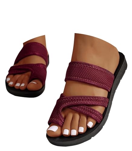 Sandalen Damen Sommer Schlappen Big Toe Hallux Valgus Schuhe Frauen Bequeme Orthopädische Hausschuhe Sommer Mesh Strandsandalen Sandaletten Pantolette Lässige Bequeme Strandschuhe Pantoffeln von Generic