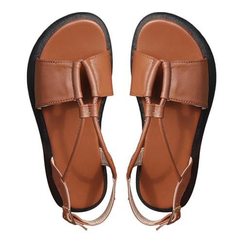Sandalen Damen Sommer Waschbare Offener Zehen Flache Sandaletten Bohemia Sandals Rutschfeste Strick Sommerschuhe Mode Plateau Festliche Damenschuhe Freizeit Damensandalen von Generic