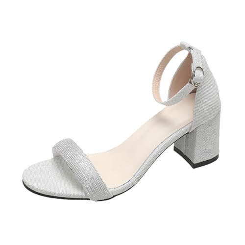 Sandalen Damen Weichen Bequeme Elegant Flach Schuhe Strandschuhe Weiche Fussbett Sohlen Sommerschuhe Slingback Sandalen mit Strass Perlen von Generic
