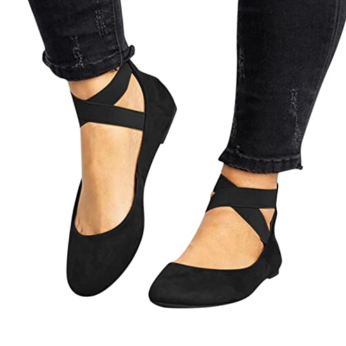 Sandalen Damen mit Absatz,Damen Ballerinas Elegant Absatz Flache Schuhe Hochzeit Damen Geschlossene Hausschuhe Leder Frauen Loafer Slipper Damenschuhe Slip-On Orthopädische Wanderschuhe von Generic
