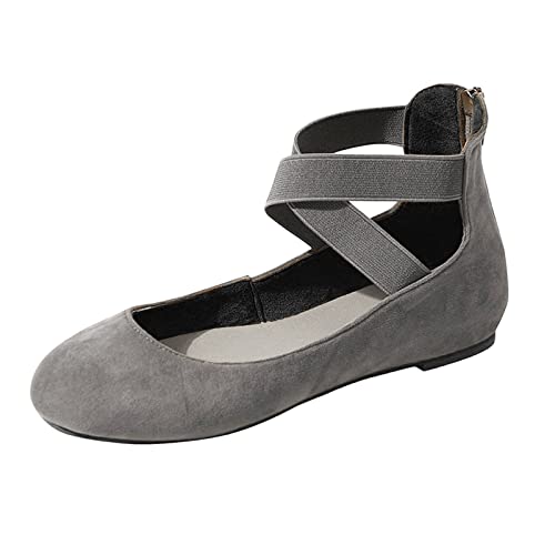 Sandalen Damen mit Absatz,Damen Ballerinas Elegant Absatz Flache Schuhe Hochzeit Damen Geschlossene Hausschuhe Leder Frauen Loafer Slipper Damenschuhe Slip-On Orthopädische Wanderschuhe von Generic