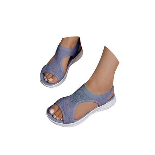Sandalen Damen mit Fussbett Offene Schuhe Damen Sommer Waschbare Slingback Orthopädische Leichte Schuhe Gesundheitsschuhe Sport Sandalen Bequeme Sport Stricksandalen Weiche Sohle Casual Damenschuhe von Generic
