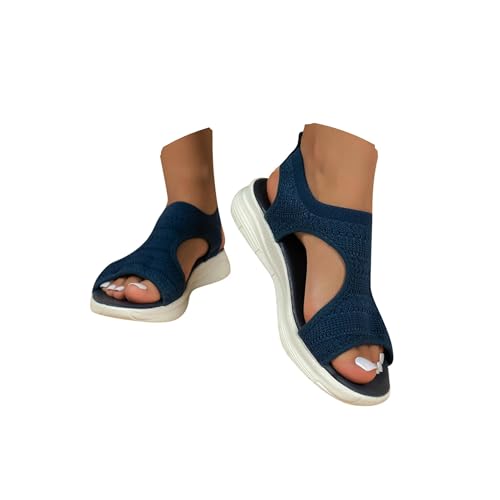 Sandalen Damen mit Fussbett Offene Schuhe Damen Sommer Waschbare Slingback Orthopädische Leichte Schuhe Gesundheitsschuhe Sport Sandalen Bequeme Sport Stricksandalen Weiche Sohle Casual Damenschuhe von Generic