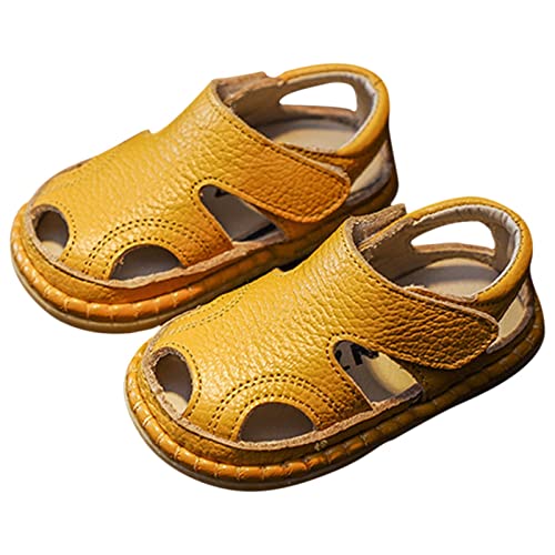 Sandalen Für Junge𝐧 Sommer Baby Sandalen 0 3 alt Junge Kleinkind Schuhe Weiche Sohle Baby Mädchen Atmungsaktive Strandschuhe Barfußschuhe Kinder (Yellow, 23 Infant) von Generic
