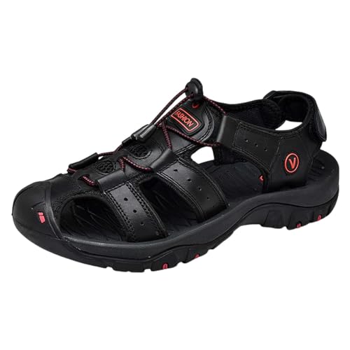 Sandalen Herren Leder Strand Wandersandale Trekkingsandalen | Outdoorschuhe Sommer Freizeitschuhe Wanderschuhe MäNner Sport-Outdoor Wasser Fischer Atmungsaktive Geschlossene Sandalen von Generic