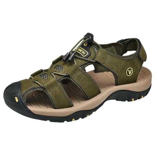 Sandalen Herren Leder Strand Wandersandale Trekkingsandalen | Outdoorschuhe Sommer Freizeitschuhe Wanderschuhe MäNner Sport-Outdoor Wasser Fischer Atmungsaktive Geschlossene Sandalen von Generic