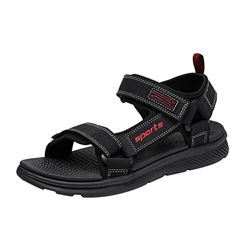 Sandalen Herren Trekkingsandalen Freizeitschuhe Leder Strand Sandalen Wanderschuhe Wandersandalen Sommer | Geschlossene Freizeit Outdoor Sport Sandale, Outdoorschuhe, Schwarz von Generic