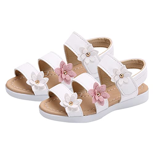 Sandalen Kinder Mädchen - Strandsandalen Mit Blumen Lederoptik Sommersandalen Hollow Out Freizeitsandalen Peep Toe Schulschuhe Sportliche Barfussschuhe Flats Sportsandalen Turnschuhe von Generic