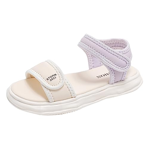 Generic Sandalen Mädchen Lässig Flache Sandalen mit Fischmaul, Bequeme Weiche Sohle Strand Sandalen Kinder Rutschfeste Leicht Sandalen für Mädchen (Purple, 30 Little Child), rlrNx0aK7 von Generic