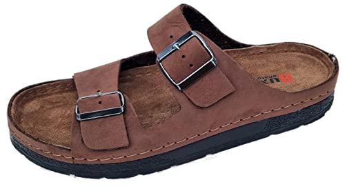 Sandalen - Pantolette - Hausschuhe - Flops - Gr.42-43-44-45-46-47, Nubuk Leder *BRAUN* (numeric_47) von Generic