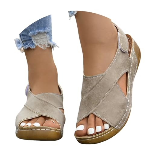 Sandalen Sommer Damen Bequem Breite Füße Offene Slingback Pump Sandaletten Flach Pantolette - Atmungsaktive Schuhe Hallux Valgus High Heels Freizeit Strandschuhe von Generic