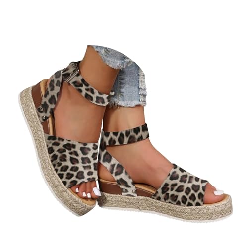 Sandalen für Damen, Espadrilles, flache Keilsandalen mit bequemer Fußgewölbeunterstützung, leichtes Design, zum Gehen, Reisen und für draußen Sandalen für Damen, Espadrilles, flache Keilsandalen mit bequemer Fußgewölbeunterstützung, leichtes Design, zum Gehen, Reisen und für draußen von Generic
