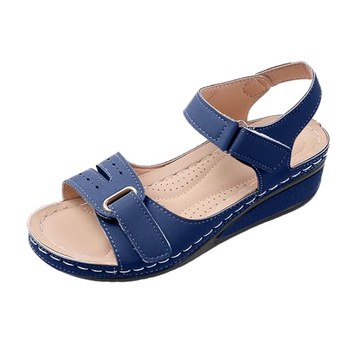 Sandalen mit Fussbett Damen Weite H Orthopädische Sandaletten Rutschfeste Leichte Weiche Wandersandalen Plateau Bequem Sommerschuhe Keilabsatz Schuhe Freizeit Sportschuhe Trekkingsandalen von Generic