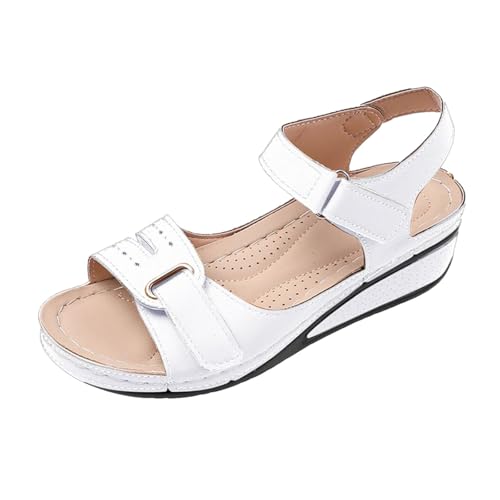 Sandalen mit Fussbett Damen Weite H Orthopädische Sandaletten Rutschfeste Leichte Weiche Wandersandalen Plateau Bequem Sommerschuhe Keilabsatz Schuhe Freizeit Sportschuhe Trekkingsandalen von Generic