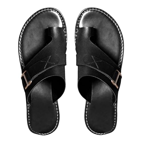 Sandalen zur Unterstützung des Fußgewölbes für Damen, Sandalen zur Unterstützung des Fußgewölbes, Hausschuhe mit Keilabsatz, aus leichtem Leder – Gehkeile mit Fußgewölbeunterstützung, Schwarz C, 37 EU von Generic