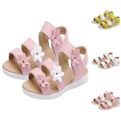 Sandales Mädchen Sandalen Sommer Leder Blumen Modische Perlenblumen-Prinzessin-Sandalen Prinzessin Schuhe Kleinkind Sommerschuhe Leder Sandaletten Leicht Mädchenschuhe Slide von Generic