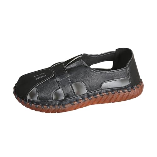 Sandaletten Damen 40 Leder Mit Fussbett Sommer: Sommer Sandalen Damen Leder Flachesandalen Modisch Hikingsandals Bequemer Freizeitsandalen Leicht Strandsandalen Elegant Slipper Allmatch Sportsandale von Generic