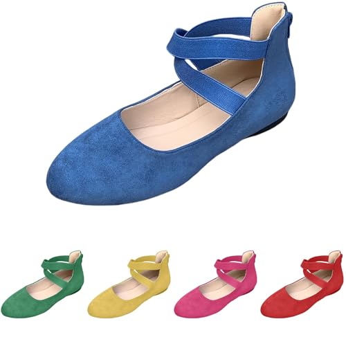 Sandaletten Damen Flache Schuhe Damenschuhe Elegant und Bequem Geschlossen Sommerschuhe Reißverschluss Hinten Pumps Einfarbig Abendschuhe Slip-On Einzelne-Schuhe Walking Flats von Generic