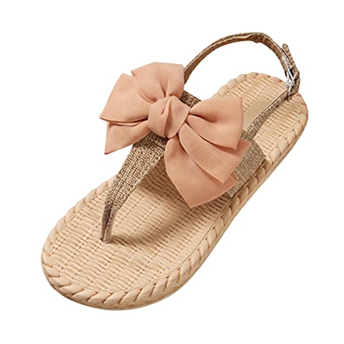 Sandaletten Mit Schmetterlingen Damen | Flip Flops Damen Mit Stoff | Böho Strandsandalen Weich Stoff Badelatschen Sommer Flip Flop Leinen Böhmische Hausschuhe Leichter Bequemer Flache Sandalen von Generic