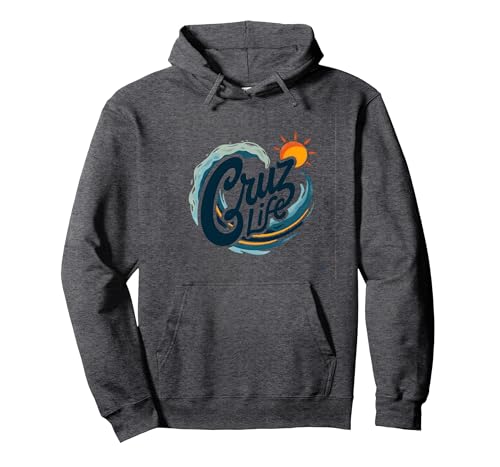 Santa Cruz Life Surf Wave Sun Grafik für Herren Pullover Hoodie, Unisex für Erwachsene, Anthrazit Meliert, S von Generic