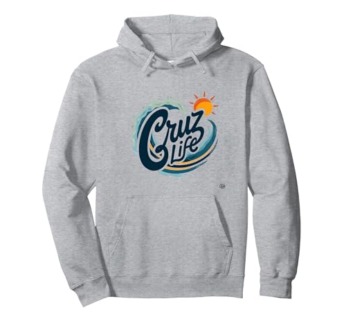 Santa Cruz Life Surf Wave Sun Grafik für Herren Pullover Hoodie, Unisex für Erwachsene, Grau Meliert, S von Generic