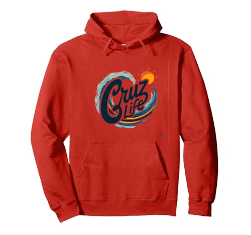 Santa Cruz Life Surf Wave Sun Grafik für Herren Pullover Hoodie, Unisex für Erwachsene, Rot, L von Generic