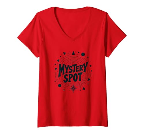 Santa Cruz Mystery Spot Retro Grafik für Herren T-Shirt mit V-Ausschnitt, Damen, Rot, M von Generic