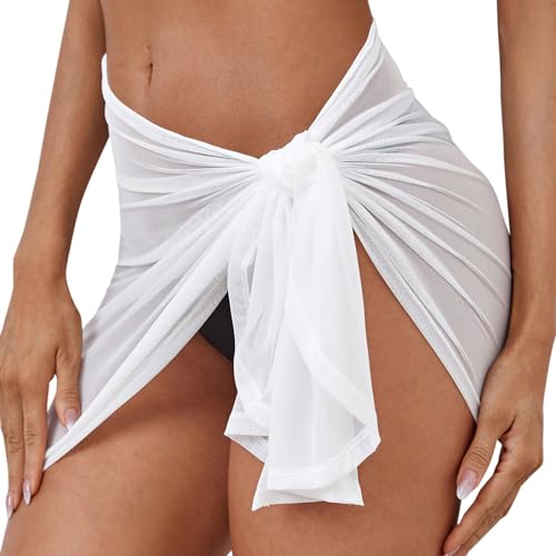 Sarong Tuch Damen Strandtuch Strandrock Strand Wrap Sarong Pareo Kurz Bikini Cover Up Wickelrock Strandkleid Bademode S-XXL von Generic