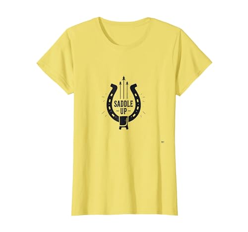 Sattel Up Hufeisen Western Cowboy Adventure, Kuh Mädchen T-Shirt, Damen, Gelb, XS von Generic