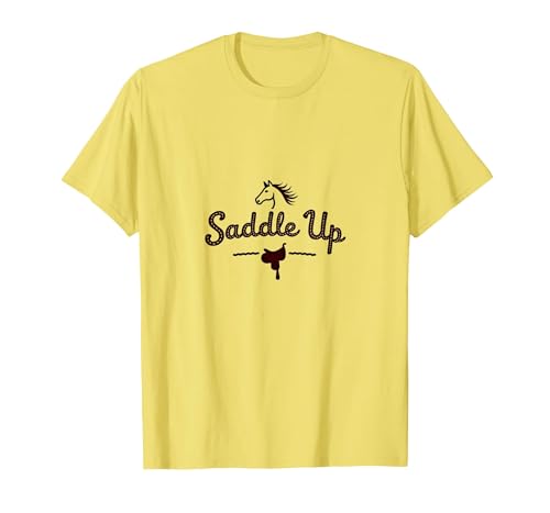 Sattel Up Pferde für Mädchen Reitsport Abenteuer Cowgirl T-Shirt, Herren, Gelb, XXL von Generic
