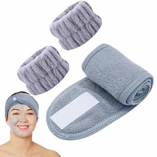 Saugfähiges Armband – Gesichtswascharmbänder | Gesichtswaschband aus Mikrofaser | elastisches Handtuch-Armbänder | Gesichts-Stirnband-Set | Handgelenk-Spa-Waschhandtuch-Bänder | von Generic