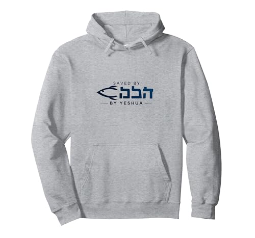 Saved by Yeshua Christian Faith Inspirational for Men Pullover Hoodie, Unisex für Erwachsene, Grau Meliert, XXL von Generic
